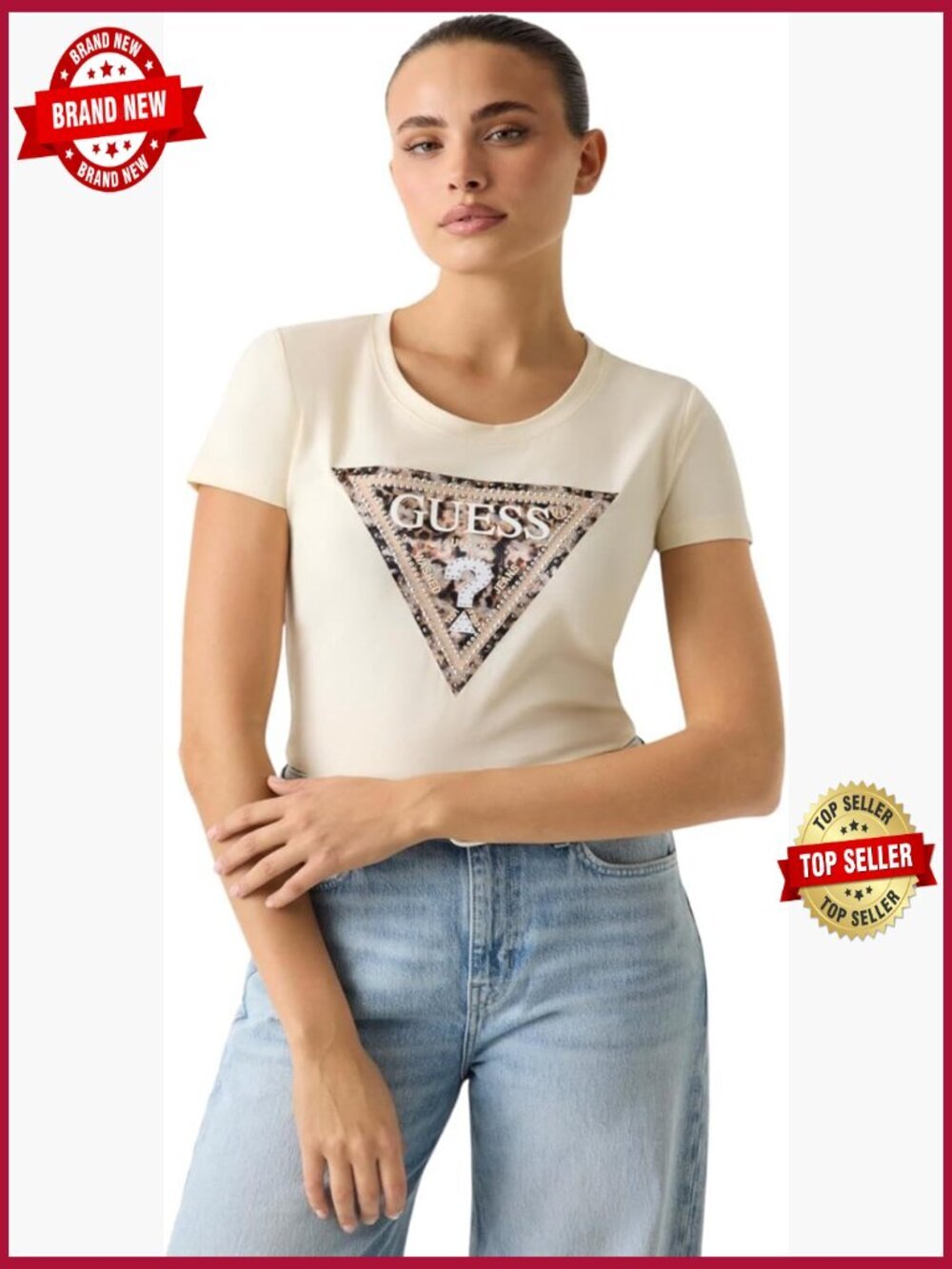 Short Sleeve Leopard Print Crew Neck T-Shirt